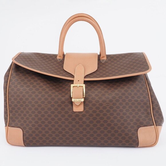 CELINE Brown Leather Boston Bag - Picture 1 of 13